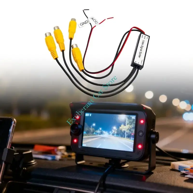 Video Splitter 1 To 3 Output Video Amplifier Splitter Cable For Car AV System With Enhanced Strength