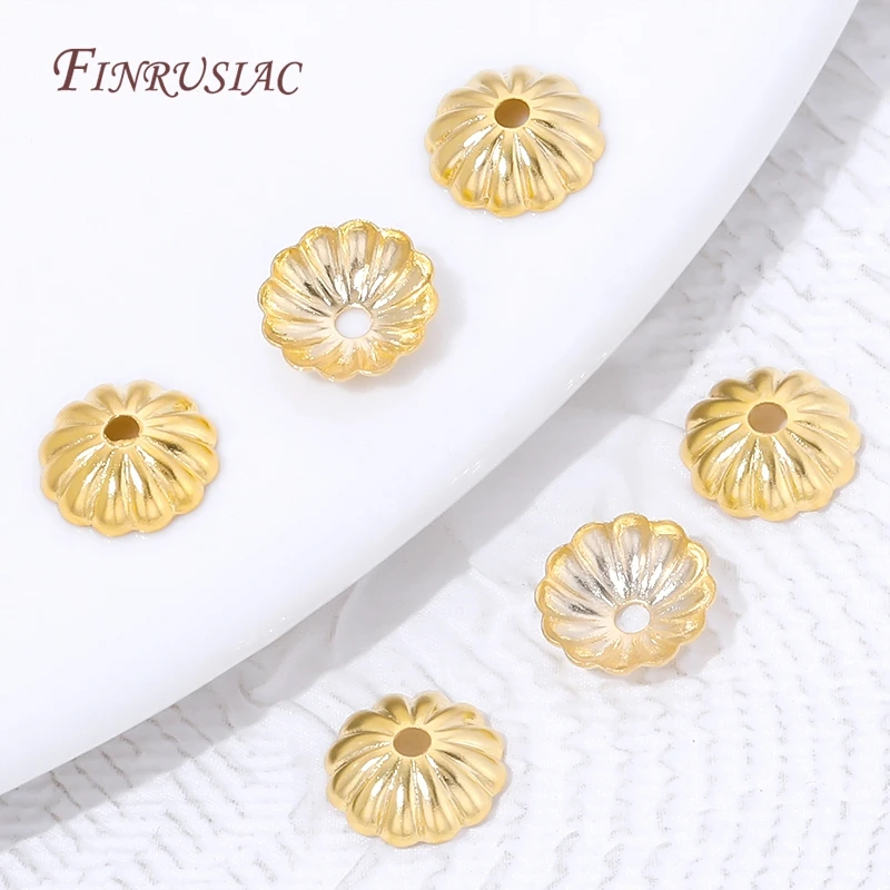 20/40Pcs 18K Gold Plated Brass Flower Bead Caps Corrugated Wavy Edge Bead End Caps For DIY Jewelry Making Findings