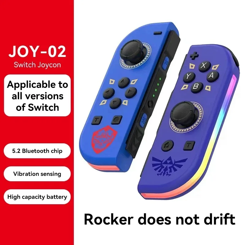 Mando inalámbrico RGB LED 5,2 BT Switch L/R para Nintendo Switch/Lite/Oled Cons, Joystick con vibración Dual para PC