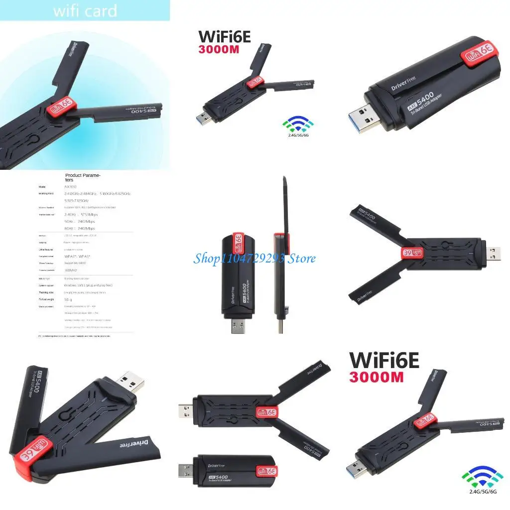 

Y2GD AXE5400 RTL8832CU USB Networking Card with 3000Mbps WIFI Transmitter Receiver