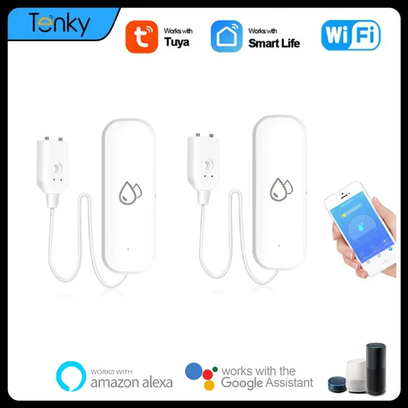 Sensor de nivel de agua inteligente Tuya, Detector de fugas de agua, alarma de nivel de agua, Control por aplicación Smart Life, protección de