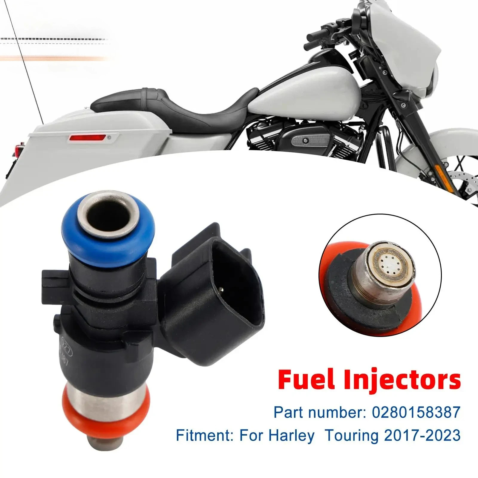 

0280158387 Fuel Injectors for Touring FLHXSE CVO STREET GLIDE 2017 2018 2019 2020 2021 2022 2023