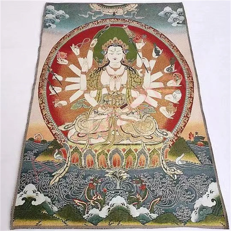 

Thangka, embroidered brocade painting, Thousand-handed Guanyin, exquisite home decoration, auspicious Thangka