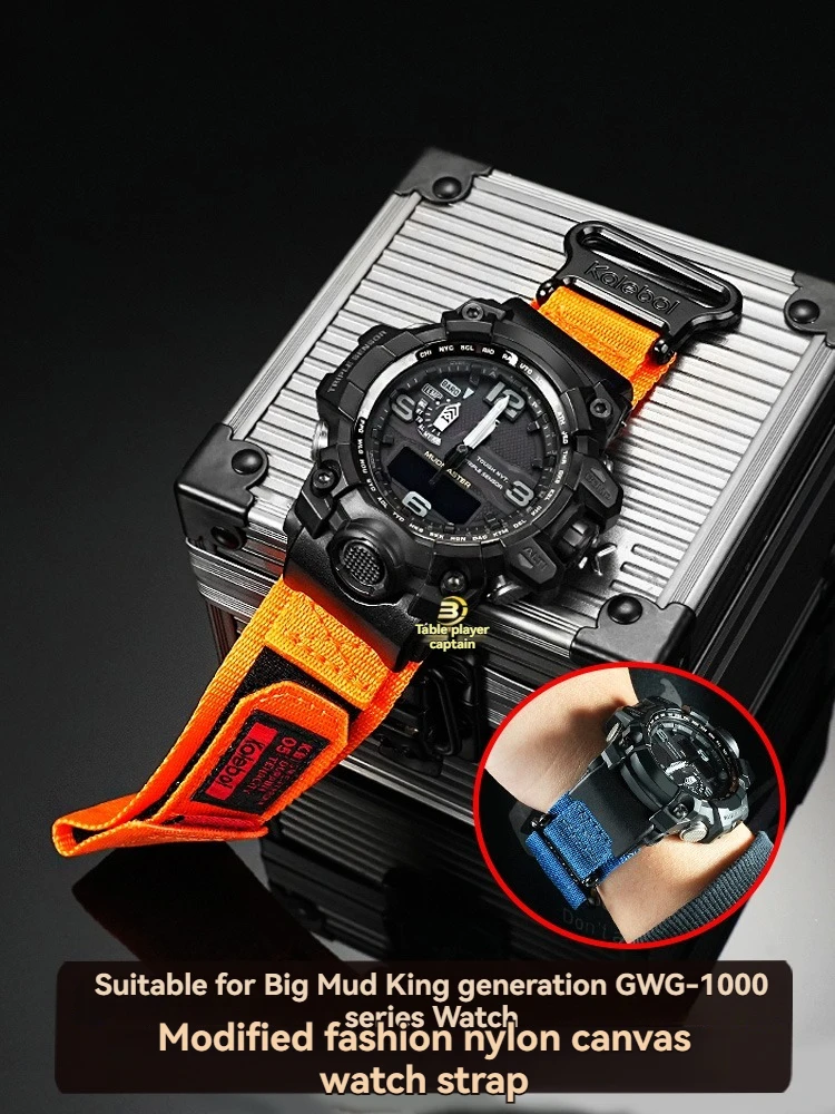 Upgraded Hook & Loop Nylon Strap for Casio G-SHOCK GWG-1000 Mudmaster 5463 Band, Men's Waterproof Shockproof Watch Accessories