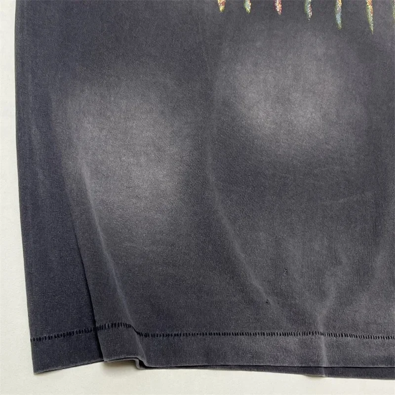 25SS SAINT MICHAEL Oversized Short Sleeves Men Women 1:1 Best Quality Washed Vintage Tops Tee T-shirt