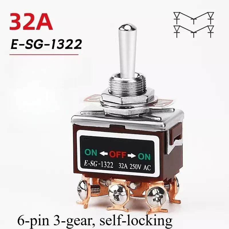 Toggle Switch 1021T/402T/1221T Welding Straight Leg Rocker Lever 1322T/1321/6 Foot 3 Gear 2 Gear Power Toggle Switch 32A 250V AC