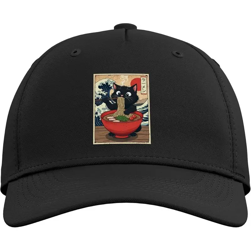 Vintage Cat Kawaii Neko Ramen Japanese Art Anime Gifts Funny Adjustable Baseball Hat