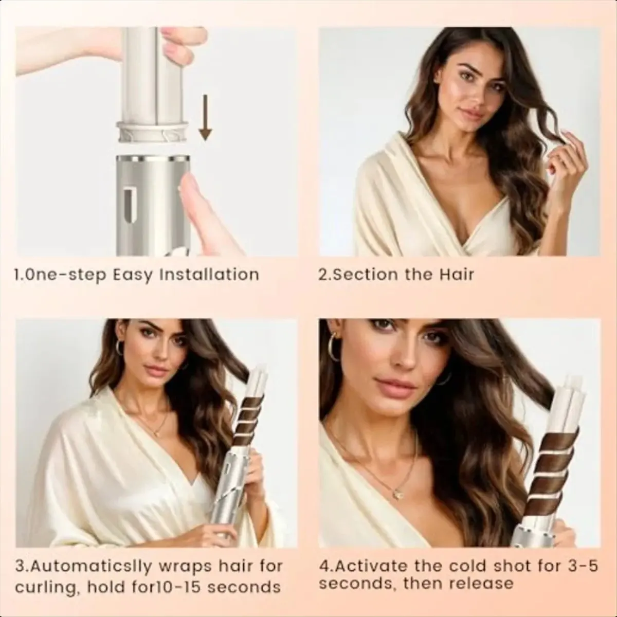 (AD11] Auto-Wrap Hair Curling Barrels and Paddle Brush for FlexStyle Hair Dryers Attachment for Straight Wavy Curly