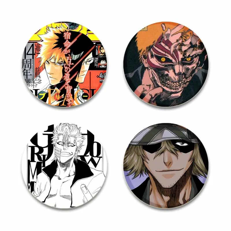 Anime Figure Rukia Renji Byakuya Kuchiki Byakuya Sajin Renji Badge Fashion Jewelry Accessories Brooch Bleach Round Handmade Pins