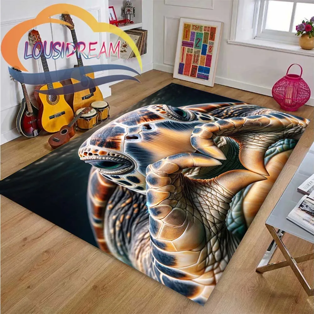 

Veranda Floor Drawing Art Anime Sea Turtle Decor Rugs Large Mat,Kid‘s Gift Carpets for Home Bedroom Living Room Decoration Gifts