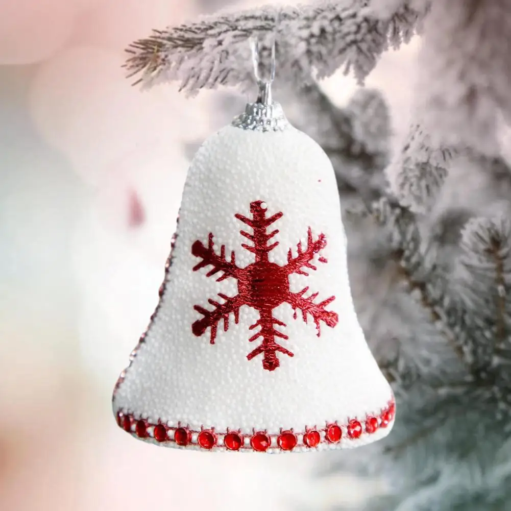 Holiday Party Atmosphere Enhancers Festive Christmas Snowflake Bell Ornaments for Home Office Decor Set of 4 White for Holiday