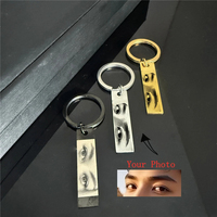 Custom Eye Photo Keychain Personalized Couple Key Ring Laser Engraved Stainless Steel With Eye Photo Fashionable Gift Birthday