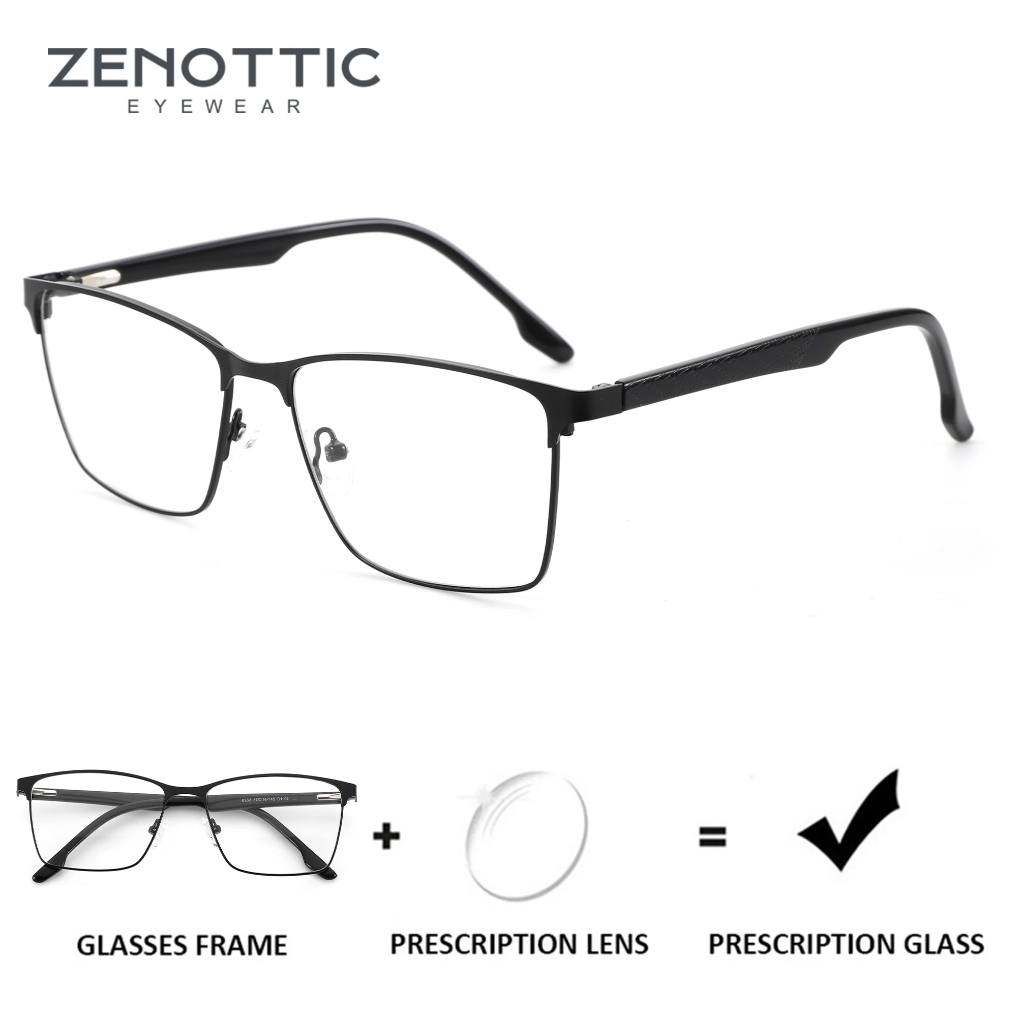 ZENOTTIC Classics Square Prescription Glasses Anti Blue Light /Photochromic Progressive Eyeglasses Myopia Eyewear for Men