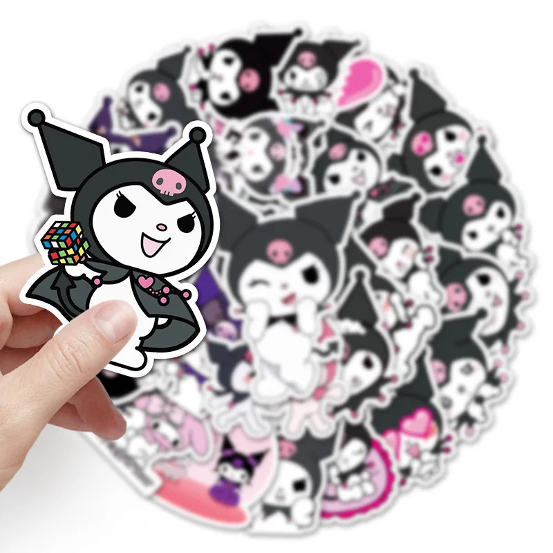 Desenhos animados adesivos para crianças, grafite DIY, decalques de anime, brinquedos para diário, laptop, bagagem, skate, divertido e clássico, Kuromi, 50PCs