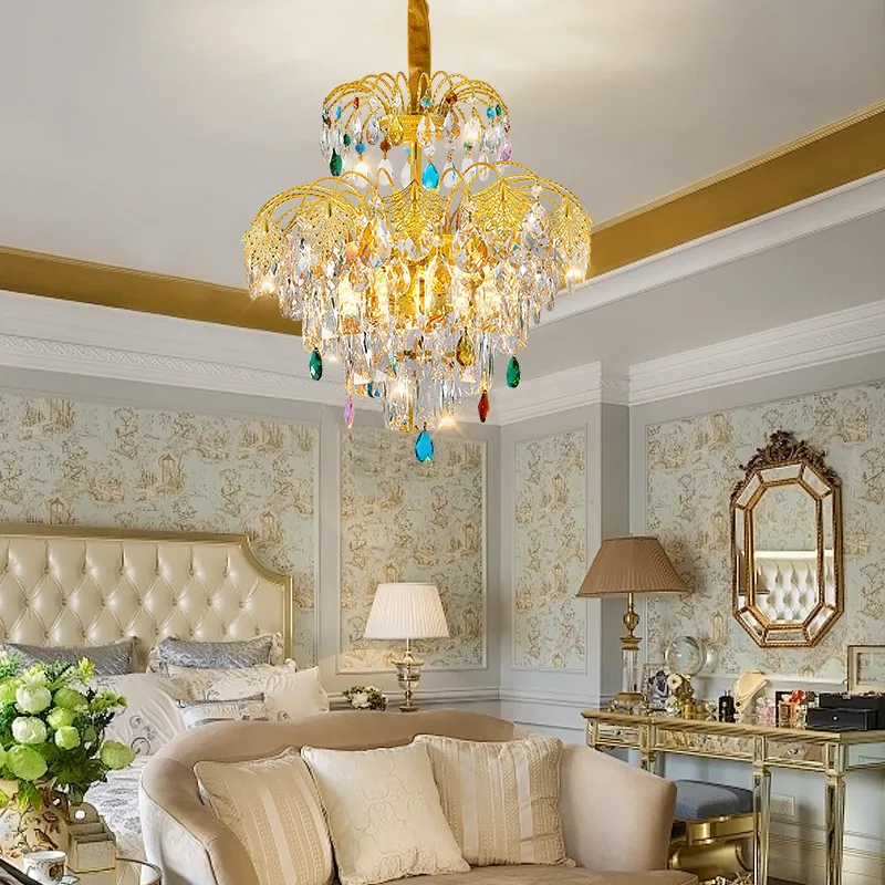 Oufula Contemporary Crystal Chandelier Led Luxury Gold Living Room Restaurant Bedroom Villa  Hotel Duplex Building Pendent Lamp