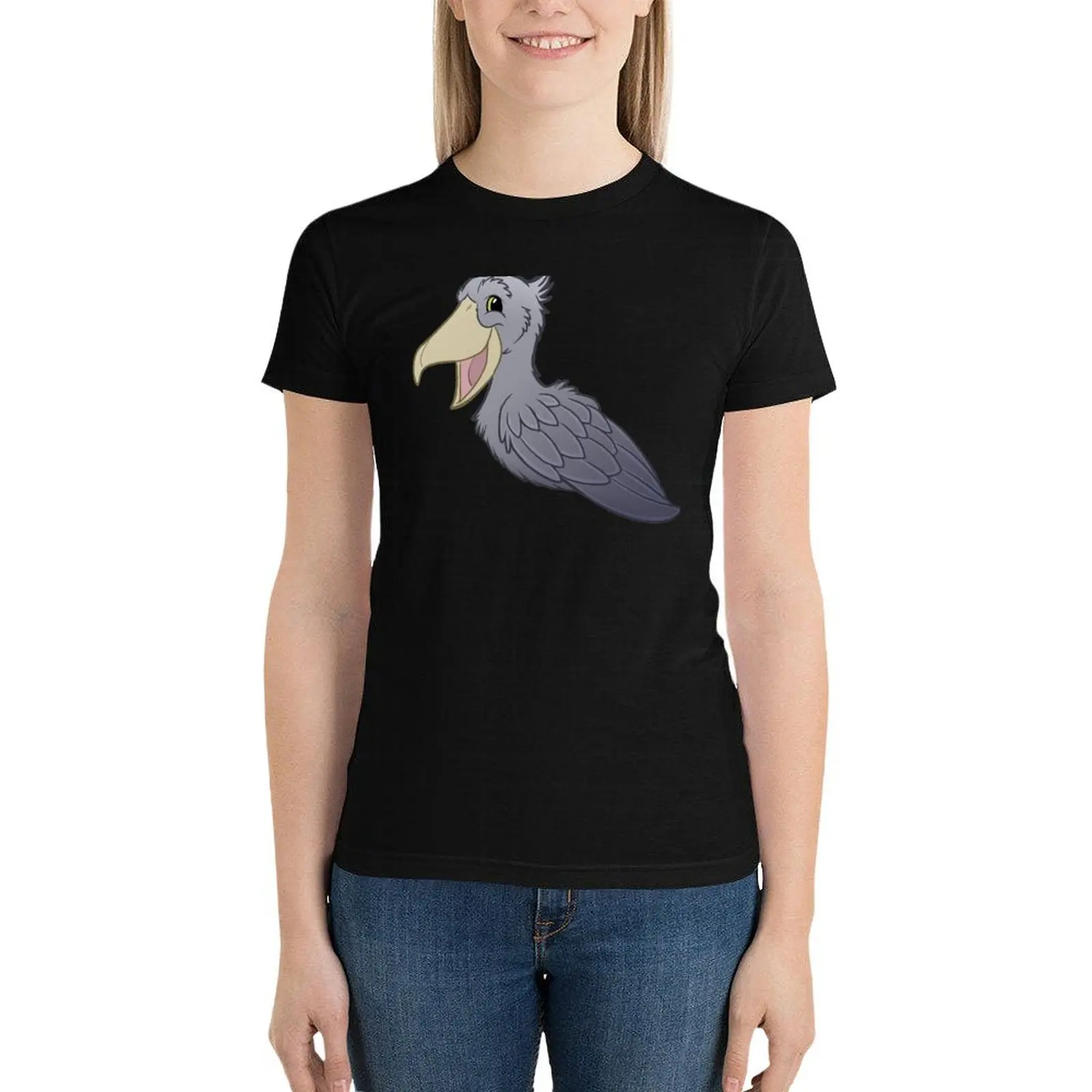 

Smiling Shoebill T-Shirt Blouse kawaii clothes cute tops Short sleeve tee Women clothing