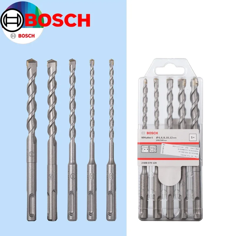 BOSCH 2608579120 SDS-plus Multi Functional Drill Bits 5PCS For Concrete/Masonry Round Shank 4-Pits Power Tool Accessories