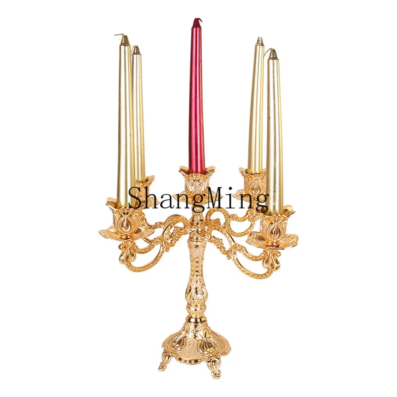 

PYH Luxury Dining Table Model Room Soft Decoration Ornament Candlelight Dinner Props Metal Wedding Candle Holder
