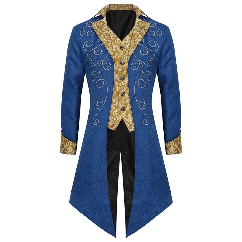 

Vintage Blue Medieval Mens Steampunk Tailcoat Jacket Halloween Party Costume Victorian Renaissance Pirate Vampire Gothic Jackets