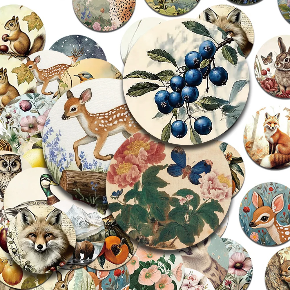 50pcs Retro Animal Forest Mushroom Fox Stickers Decals For Phone Notebook Skateboard Guitar DIY Aesthetic Waterproof Stickers