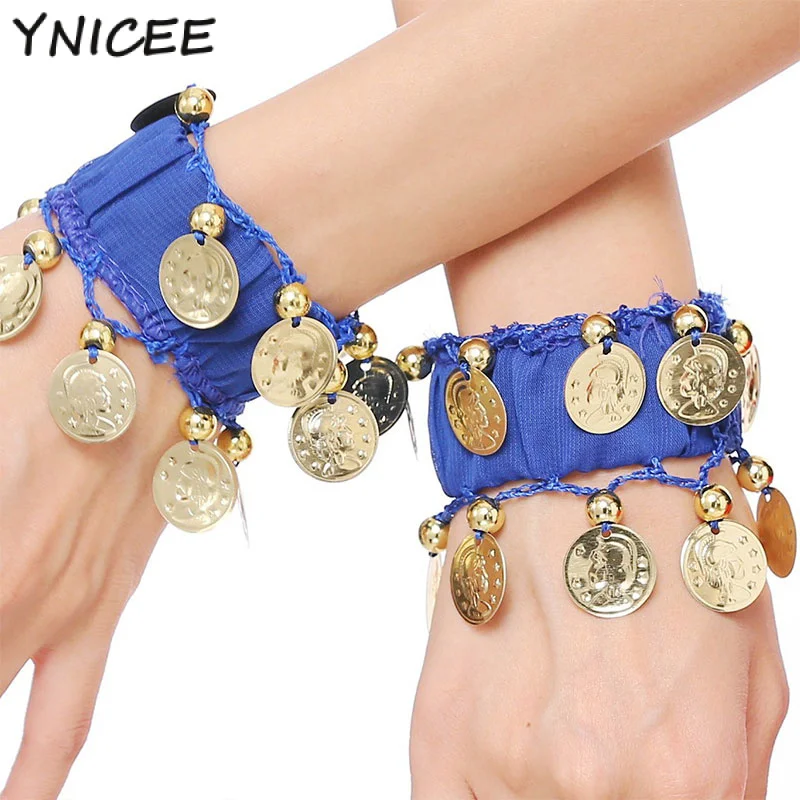 1Pair Women Kid Belly Dance Wrist Ankle Cuffs Bracelets Gold Coin Rattle Bracelet Bellydance Costume Ladies Dancing Accessories