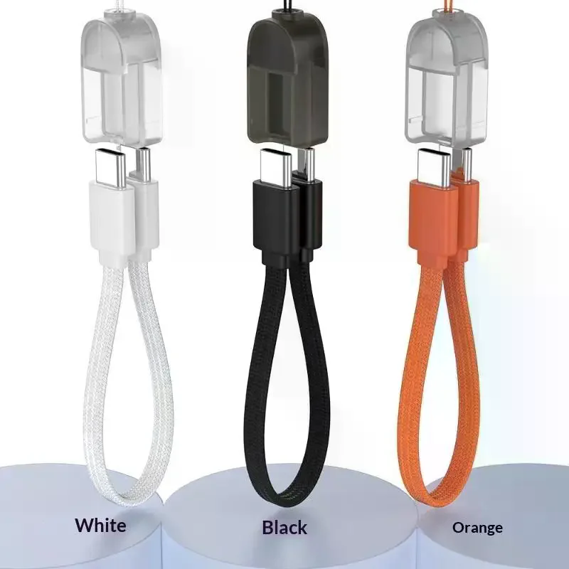 Multifunctional PD 60W Type C To C Fast Charging Short Cable Portable Short Charging Cable Keychain For Phone Outdoor Travel