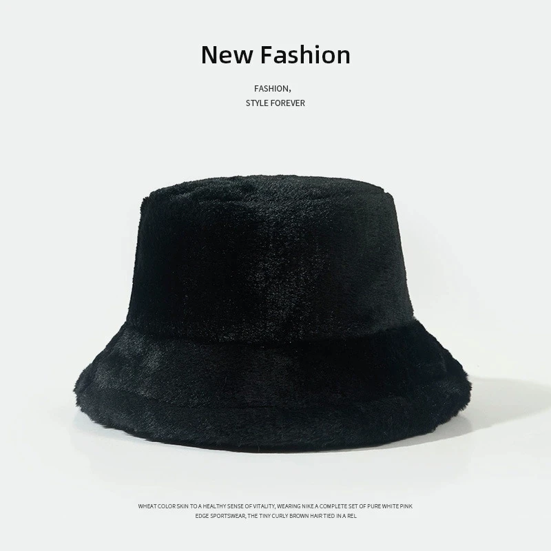 New Autumn and Winter Lady Thick Warm Skin-Friendly Soft Plush Bucket Hat Leopard Print Bucket Hat