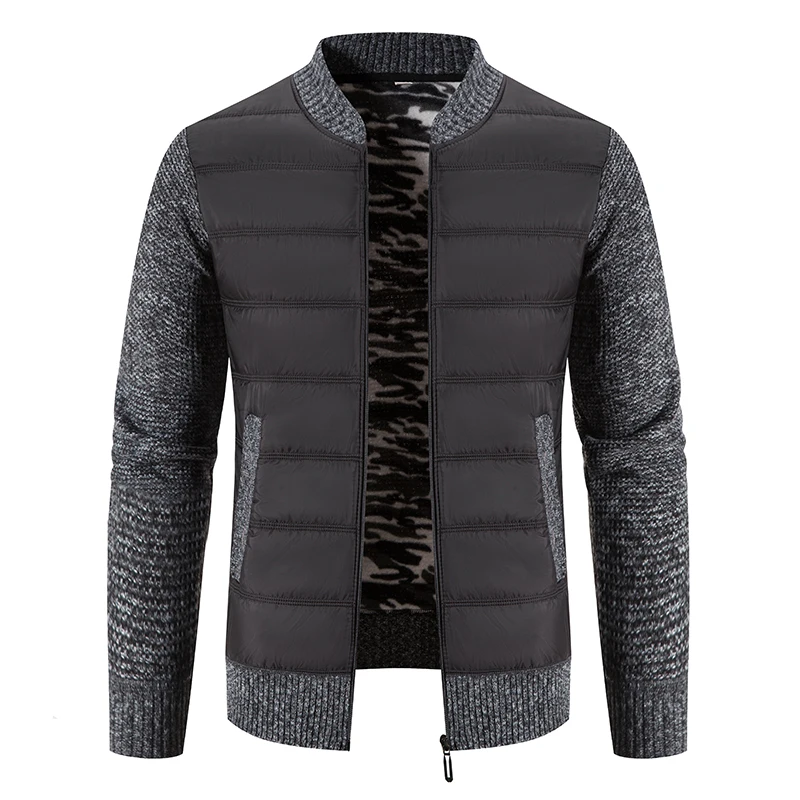 

Winter Men's Thick Man Cardigan Jackets Solid Color Zipper V-neck Collar Zipper Long Sleeve Baseball Korean Style Coat