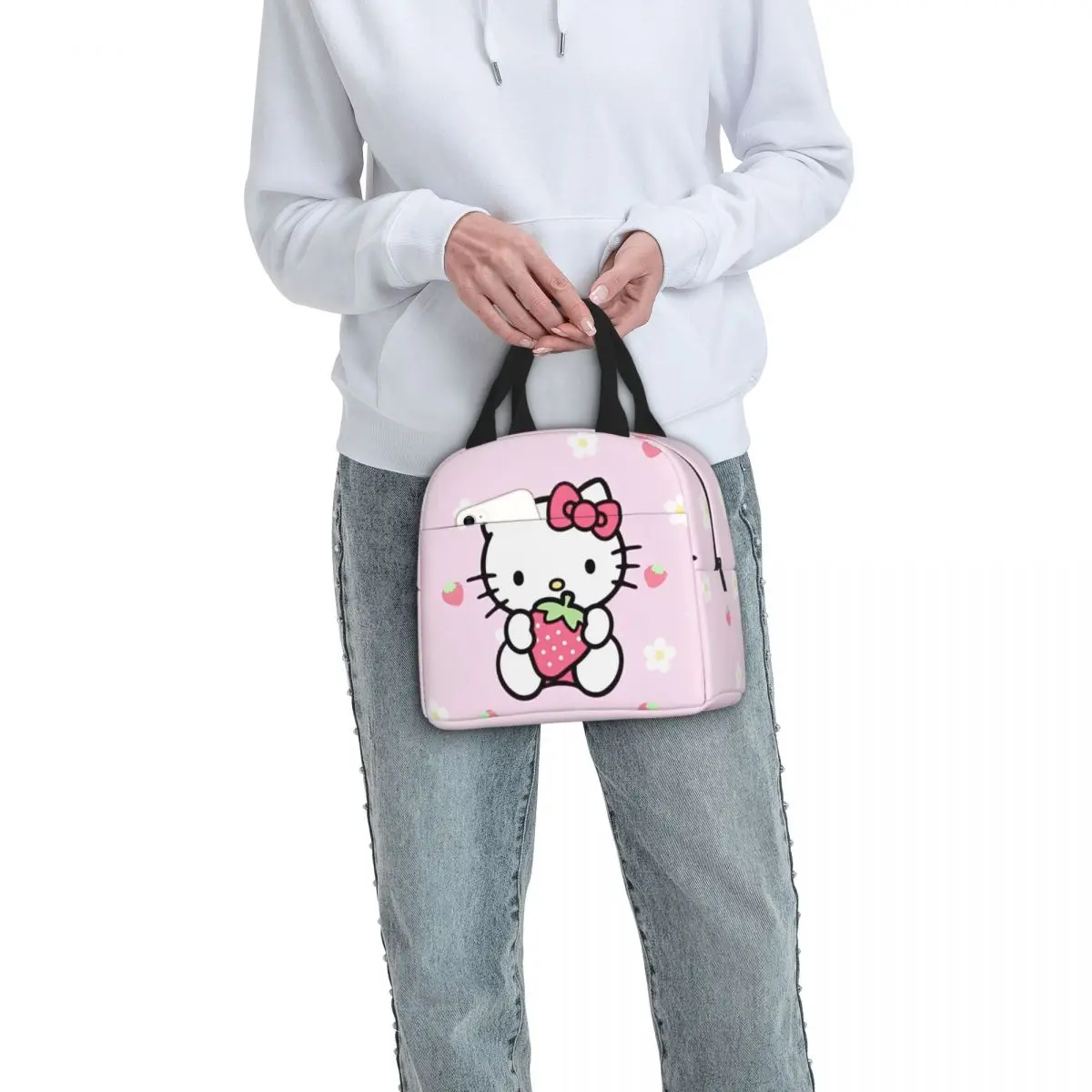 Hello Kitty Love fragole borsa termica per il pranzo borsa termica riutilizzabile a tenuta stagna Tote Lunch Box School Travel Girl Boy