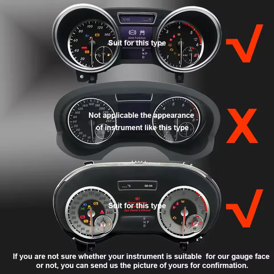 Gauge Face Overlay for Mercedes A166 A172 A176 A246, W166 X166 W164 W463 Instrument Cluster