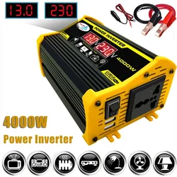 범용 전원 인버터 수정 사인파, 4000W, 12V ~ 110V 220V, 야외 전자 충전 컨버터, 2 USB 고속 충전