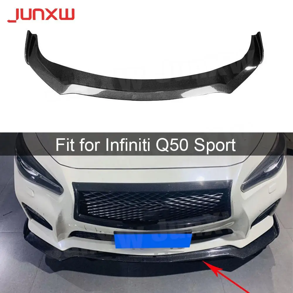 

Carbon Fiber Front Bumper Lip Spoiler Protector Covers For Infiniti Q50 Sport 2014-2017 Front bumper car styling