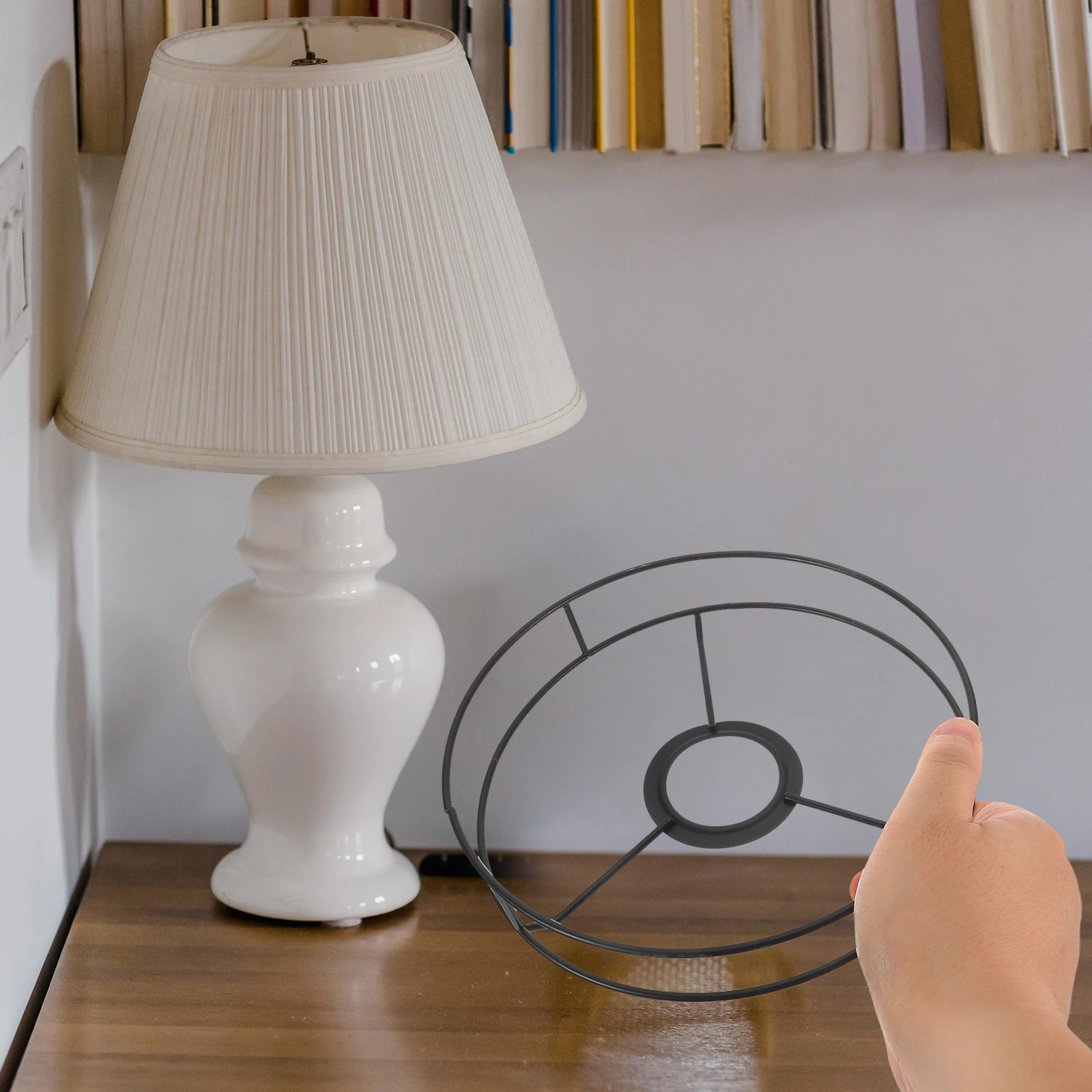 

Round Light Stand Lamp Shade Frame Lampshade Holder DIY Table Desk Bracket Hardware Black Home Office Decorative Sturdy