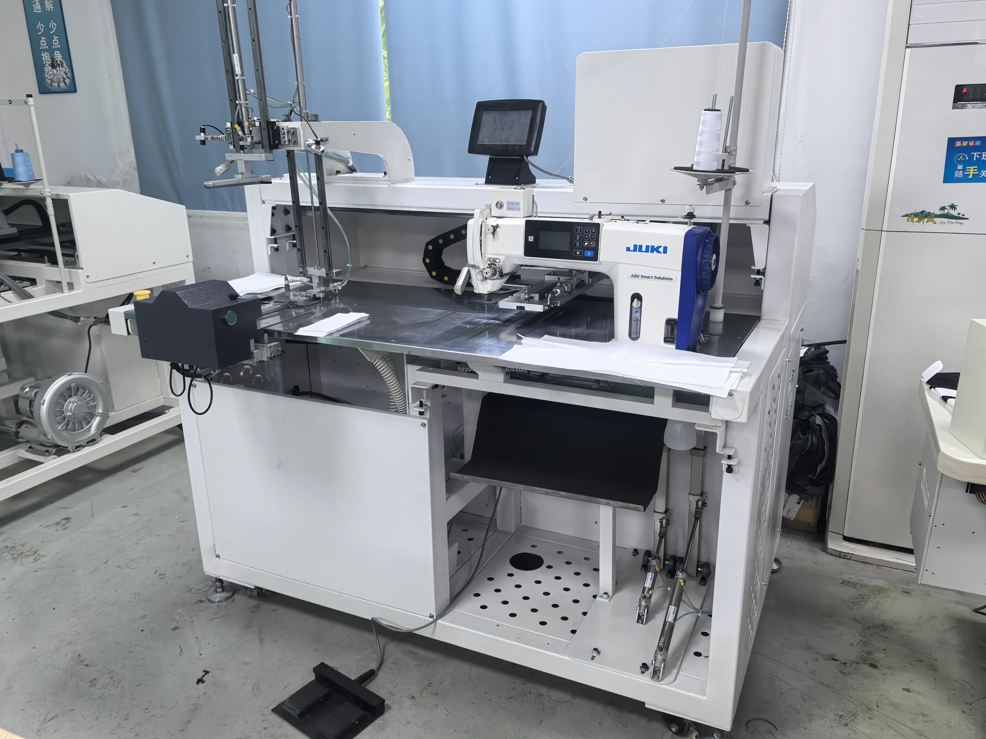 Industrial Automatic Pocket Attaching Sewing Machine for Polos & Shirts Featuring Back Mouth & Back Pocket Setter
