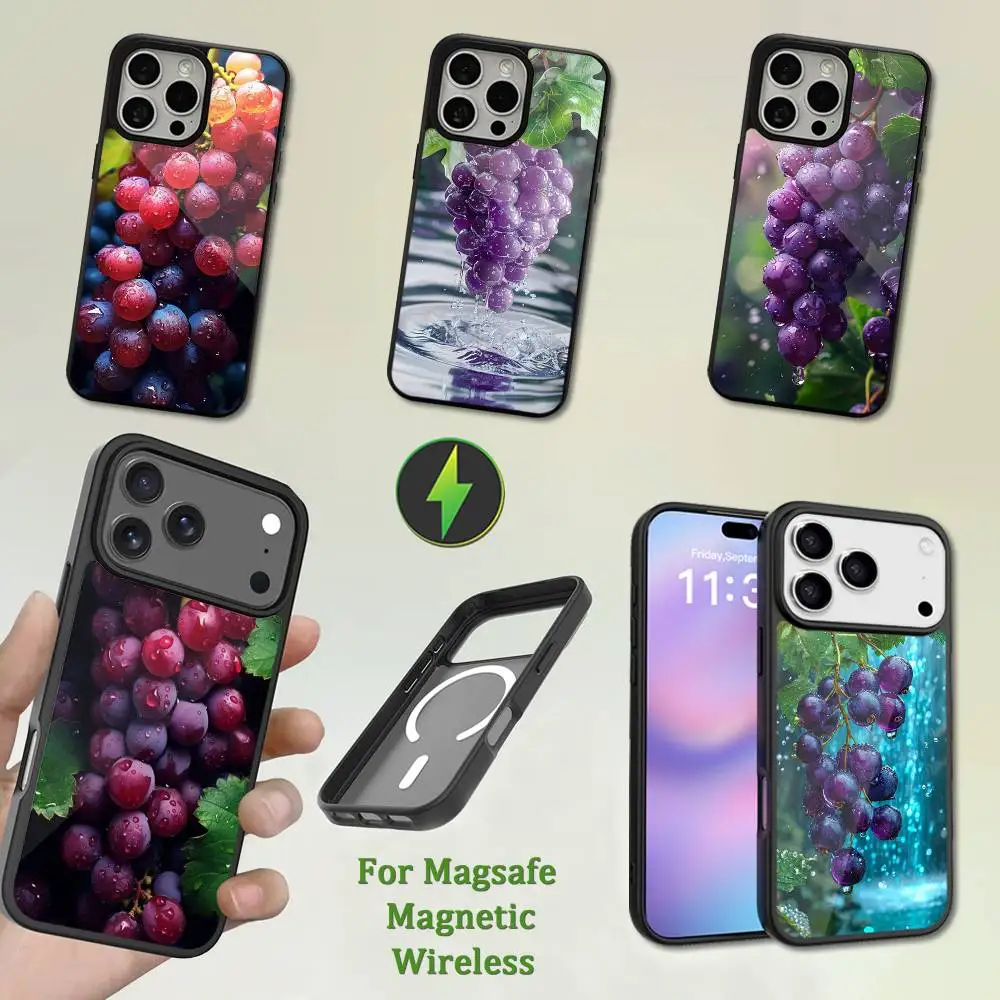 

Fruit Purple Grapes Phone Case For iPhone 13,12,11,16,15,17,14,Pro,Max,Plus,Mini,Magsafe,Magnetic Wireless Charging