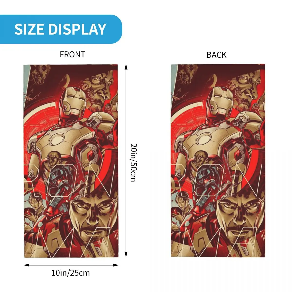 Behind Bandana Neck Cover Printed Motorcycle Motocross Marvel Iron Man Wrap Scarf Multi-use Balaclava Cycling Unisex