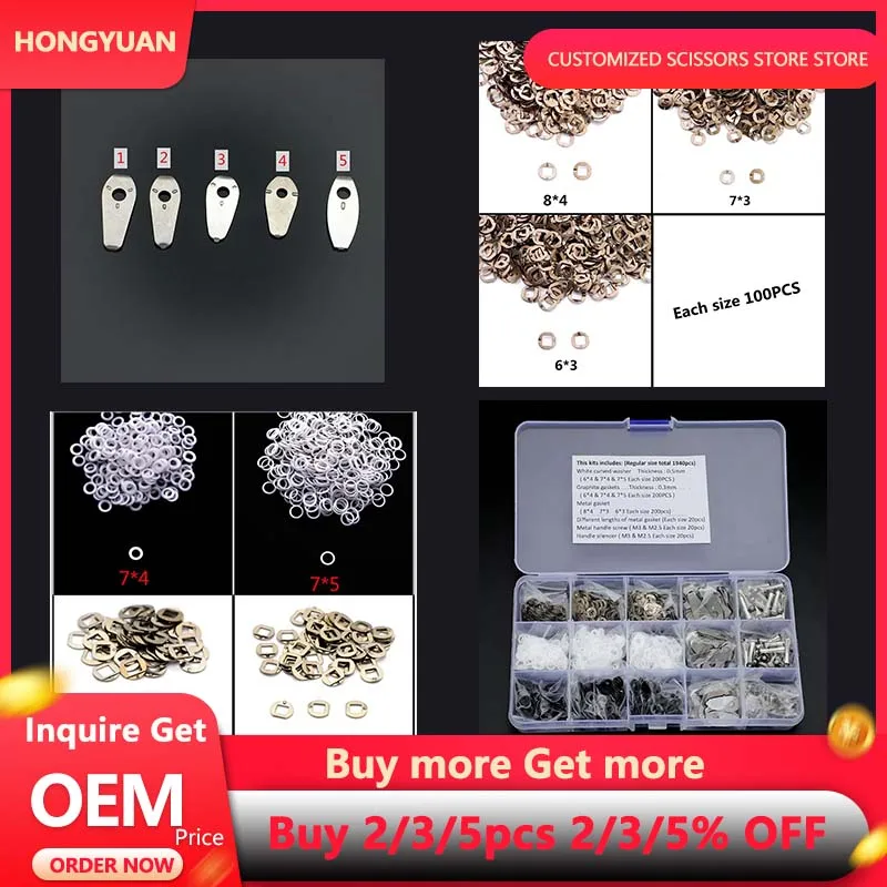 

HONGYUAN Wholesale Metal Gaskets/Finger Rest/Plastic Washers/Bumpers Stoppers 1940pcs/box Mix Sizes Accessories for Hair Scissor
