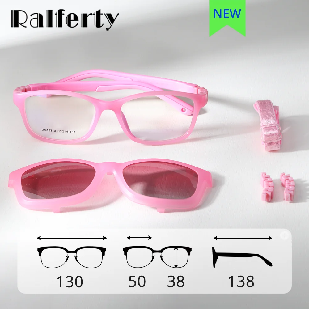 

Ralferty Flexible 2 In 1 Sunglasses Kids Girl Boy Clip On Glasses Polarized Child Prescription Optic Myopia Eyeglass Frame Chain