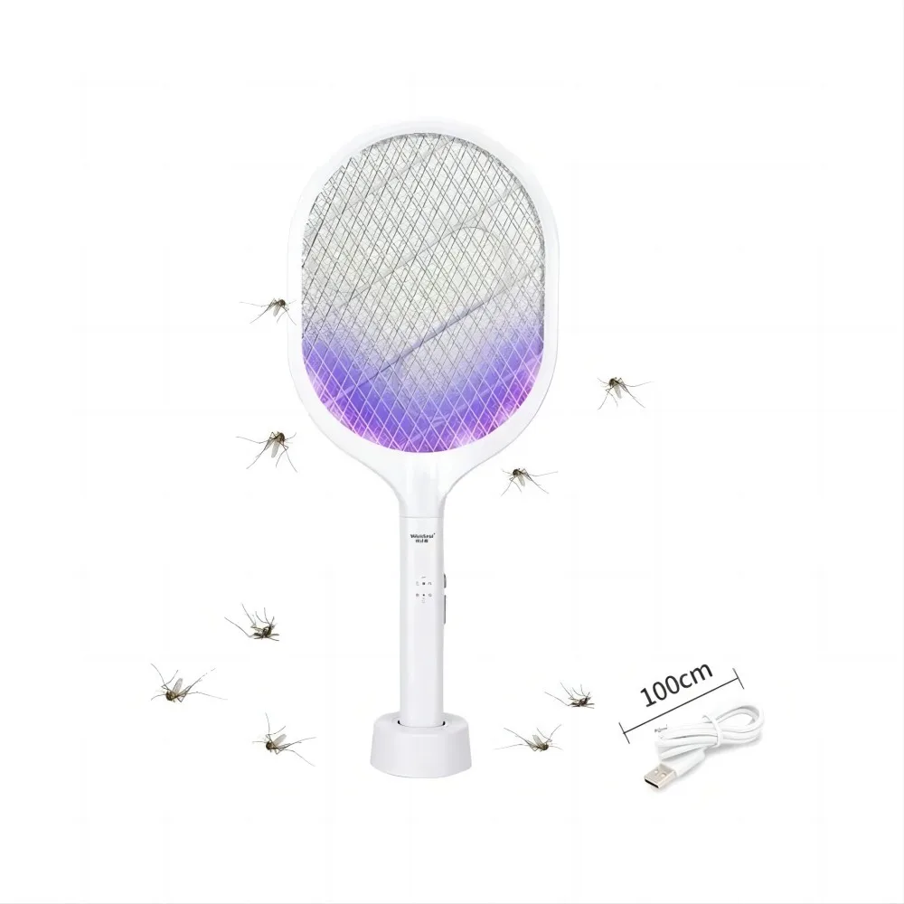 2 in 1 Dual Modes Electric Bug Zapper : Handheld Fly Swatter with USB Rechargeable Base Mosquito Killer with Mosquito Light