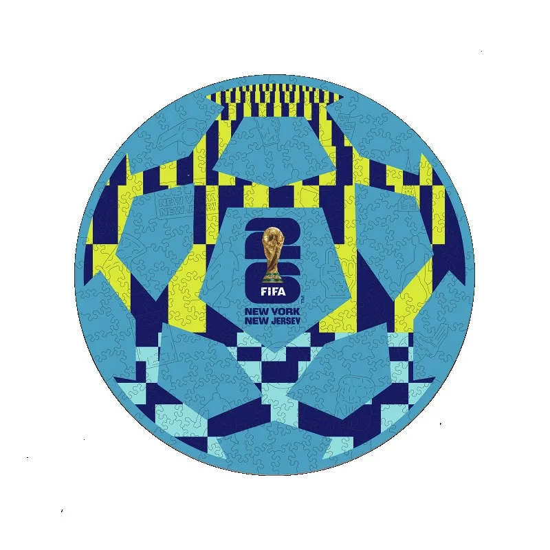 

FIFA World Cup NYCNJ City Round Wooden Jigsaw Puzzle Creative DIY Puzzle Toy Home Office Decoration Best Gift for Children Toys