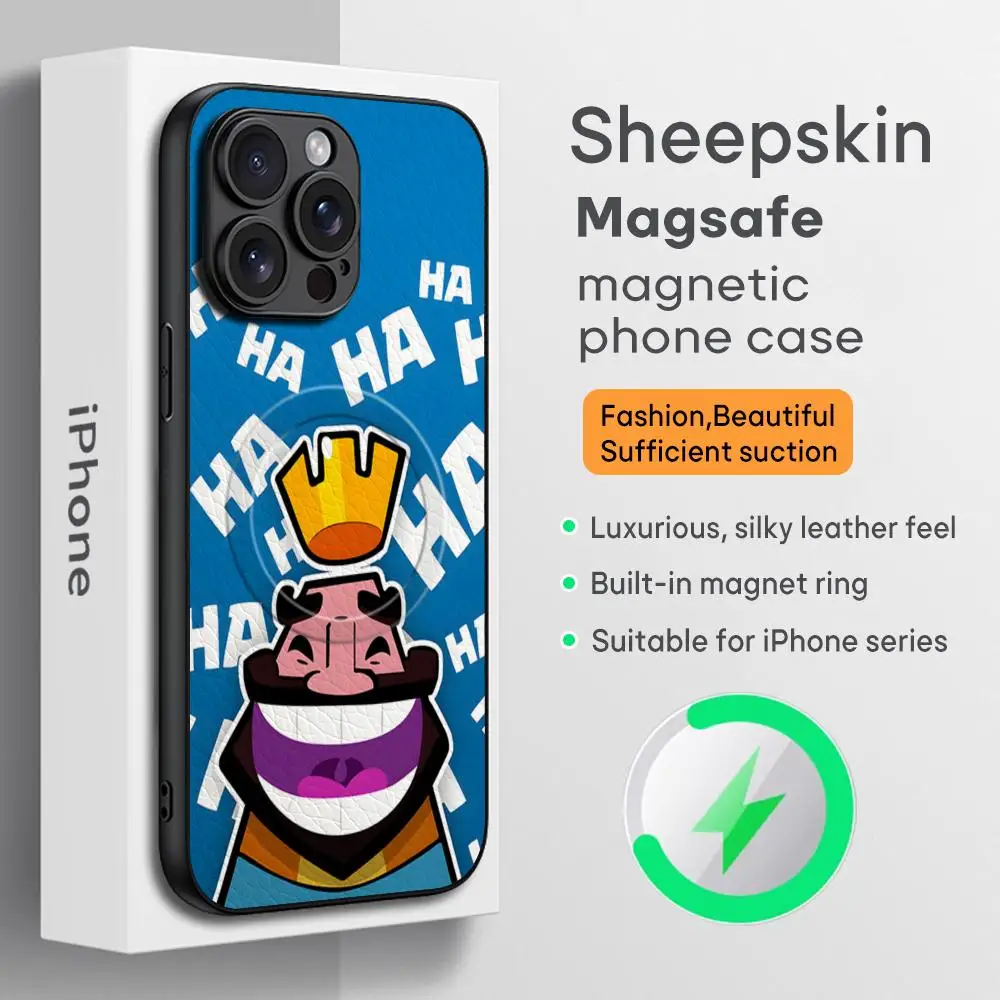 Popular Game Clash Royale Phone Case For iPhone 16 15 14 13 12 11 Plus Pro Max  High-end Luxury Magsafe Sheepskin