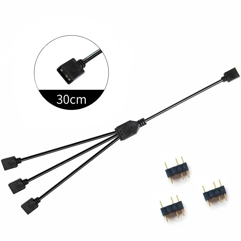 12V 4 - pin Extension Tcable, 5V ARGB 3 - pin Hub for RGB Fusion, Computer Motherboard RGB Split Synchronous Cable