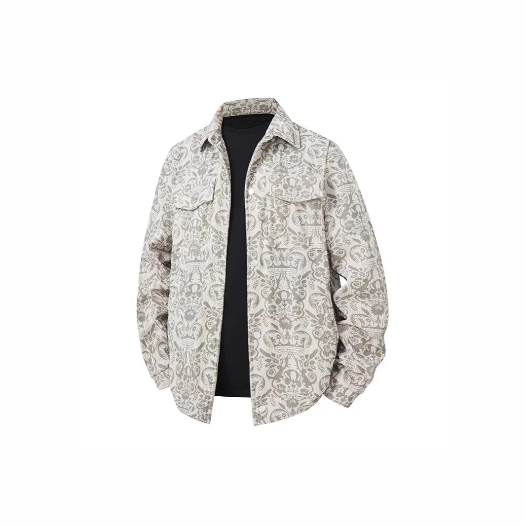 

Men's Casual Print Jacket Spring Autumn Fashion Turn-down Collar No Need to Change Size Label Cross-Border Popular Style