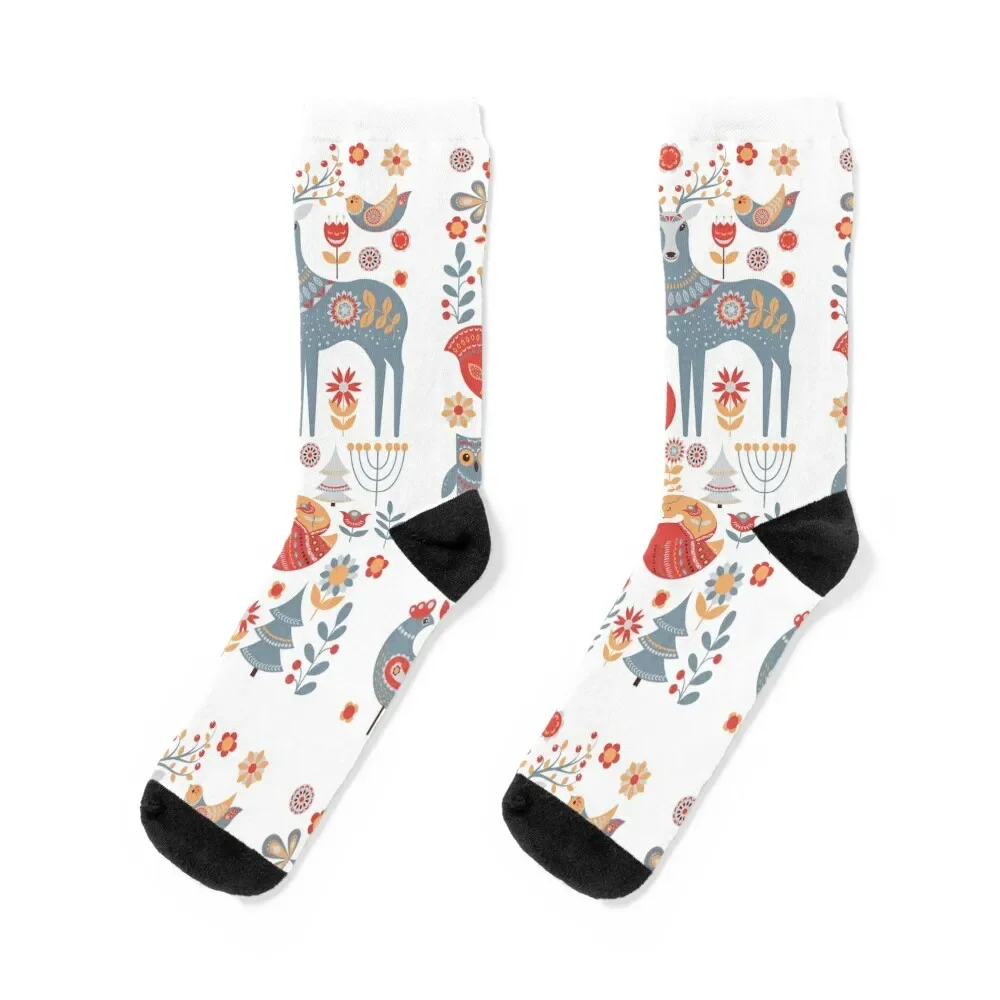 

Seamless pattern with winter forest, deer, owl and Fox. The Scandinavian style. Socks new year cool set Socks For Girls Men's