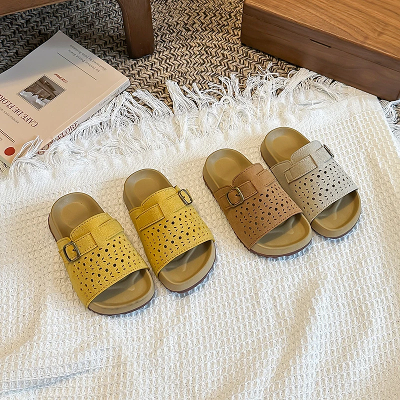 

Children Slippers Versatile Soft Kids Beach Shoes Retro Style Casual Non-slip 2026 Summer New Girls Princess Slippers Open Toes