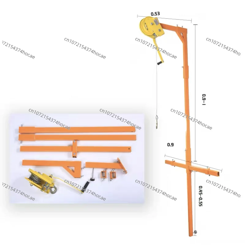 1200 lb Manual Stainless steel, outside installation lifting crane, folding, self-locking manual winch assembly air conditioner