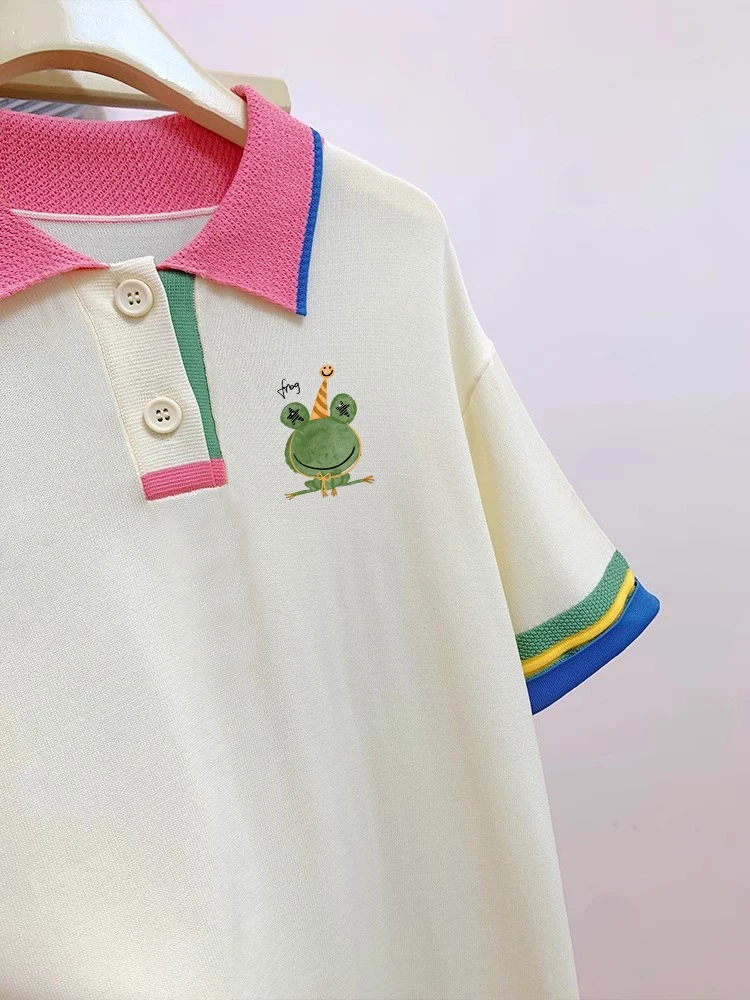 تي شيرت بأكمام قصيرة بأسلوب كاجوال، قميص بولو رقيق بألوان متباينة للرجال والنساء، تصميم صيفي جديد للشباب والأزواج #4