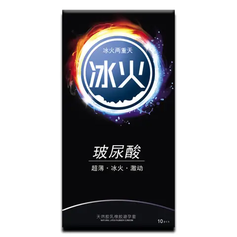 Hyaluronic Acid Ice Fire Condomss 10 Pcs Pack Ultra Thin Natural Latex With Dual Stimulation Design For Enhanced Intimacy