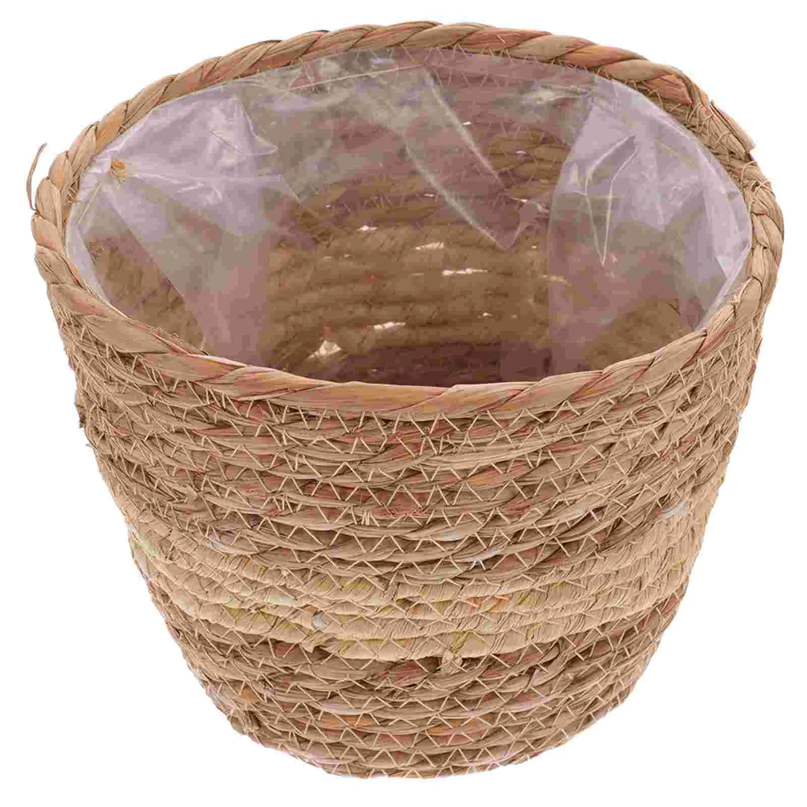 

Flower Girl Basket Garbage Pail Straw Pot Hand-woven Holder Planter Outdoor Garden Baskets with Liner Durable Bride