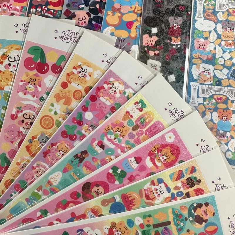 Korean Laser Cute Cartoon Animal Stickers Kids Handbook Notebook Photo Album Card Photo Phone Case DIY Decorative Stickers